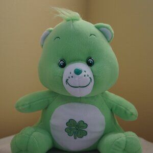 Vintage 2003 Nanco Care Bears Good Luck Bear 11" Plush (Green, Shamrock)